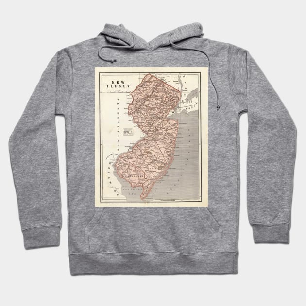 Vintage Map of New Jersey (1845) Hoodie by Bravuramedia